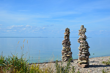 Image showing Two stone piles