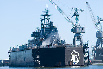 Image showing Ship in Baltiysk dry dock