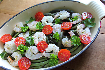 Image showing Shrimp and vegetables