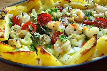 Image showing Shrimp and vegetables