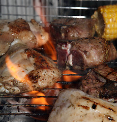 Image showing Barbecue with flames