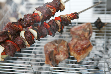 Image showing Barbecued kebabs