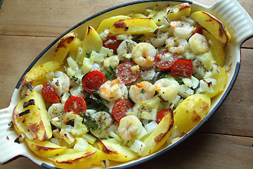 Image showing Shrimp and vegetables