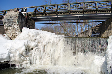 Image showing wonderful river waterfall frozen ice water 