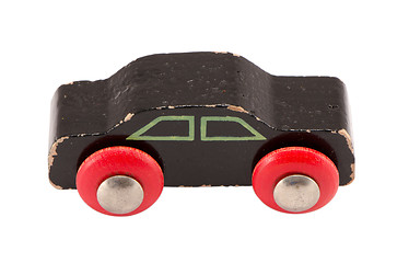 Image showing wooden black vintage toy car model isolated white 