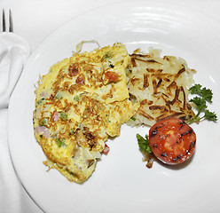 Image showing Omelet With Vegetables And Bacon