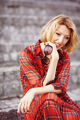 Image showing Beautiful girl in a red dress