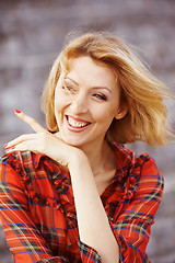 Image showing Beautiful girl in a red dress