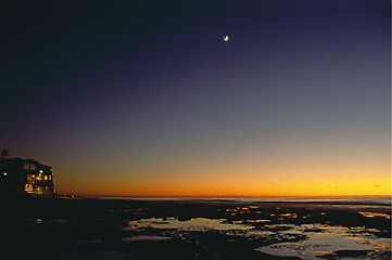 Image showing Sunset with moon