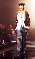 Image showing Asian male model on the catwalk