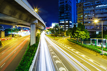 Image showing Busy traffic on highway at night