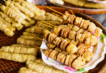 Image showing Grilled food on food market in Thailand