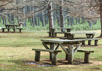 Image showing Picnic area in forest