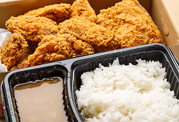 Image showing Fried chicken bento box