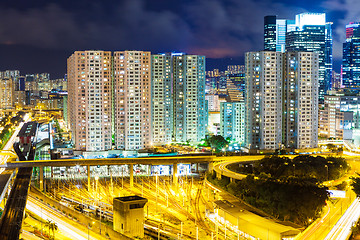 Image showing Downtown and highway at night