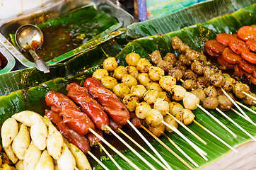 Image showing Thailand style grilled food on street