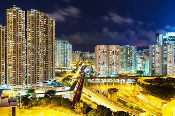 Image showing Downtown and highway at night