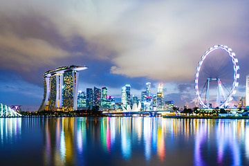 Image showing Singapore skyline at night