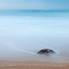 Image showing Long Exposure: Rock on the beach