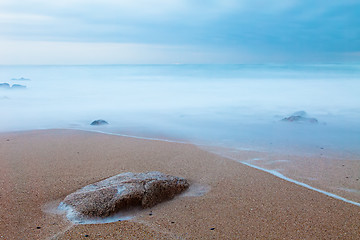 Image showing Long Exposure: Rock on the beach