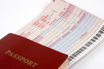 Image showing Passport And Airline Ticket