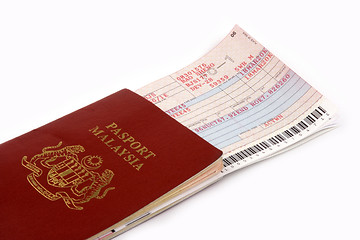 Image showing Passport And Airline Ticket