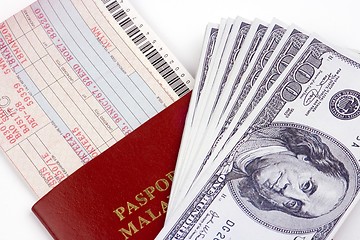 Image showing Airline Ticket And Money