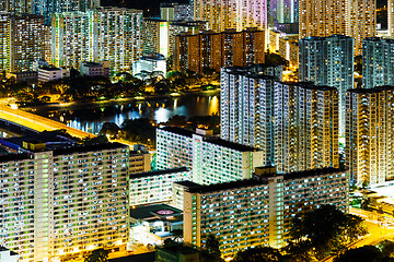 Image showing Sha Tin district in Hong Kong at night