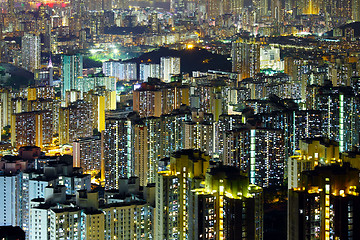 Image showing Apartment building in Hong Kong at night