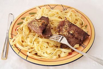 Image showing Escalope fettucini meal