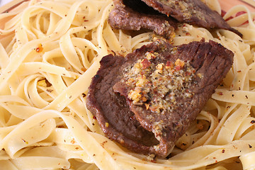 Image showing Escalopes with fettucini