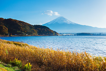 Image showing Mt. Fuji with lake in autumn