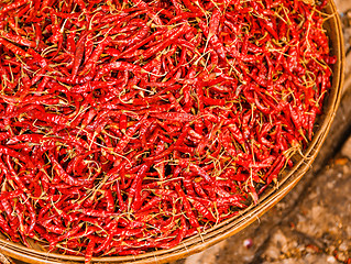 Image showing Red Chili peppers on basket