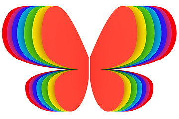 Image showing Butterfly shape symbol of rainbow colors on white 