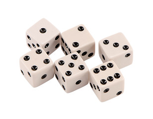 Image showing white gamble dice increase sequence isolated 