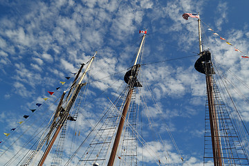 Image showing Tall ship three masts.