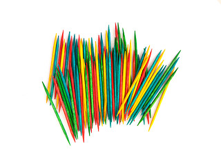 Image showing Many colorful toothpicks