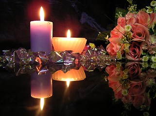 Image showing Candles And Flowers