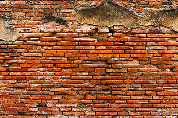 Image showing Ancient red brick wall