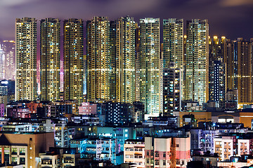 Image showing Skyscraper in Hong Kong at night