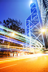 Image showing Traffic trail at night in Hong Kong