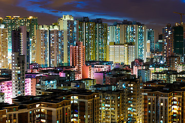 Image showing Apartment building in Hong Kong at night