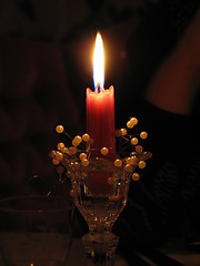 Image showing Burning red candle