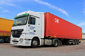 Image showing White Mercedes-Benz Actros Truck and Trailer