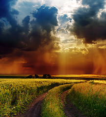 Image showing dramatic sky over road