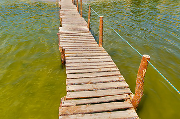 Image showing wooden bridge over water