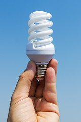Image showing energy saving lamp in hand