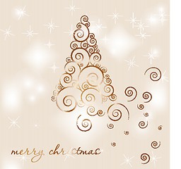 Image showing Christmas background with Christmas tree, vector illustration.