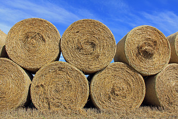 Image showing Hay Bales against Blue Sky