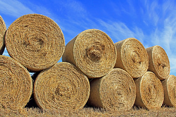 Image showing Hay Bales against Blue Sky